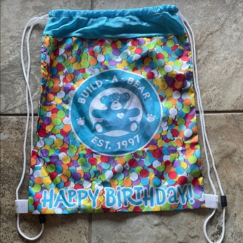 Build-A-Bear Happy Birthday Colorful Drawstring Bag